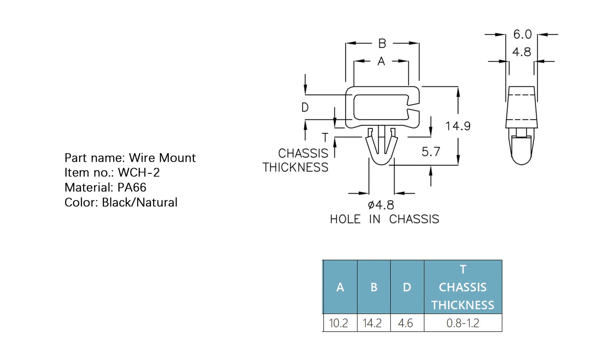 Plastic Wire Mount WCH-2